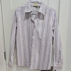 Eddie Bauer Lavender and White Striped Dress Shirt